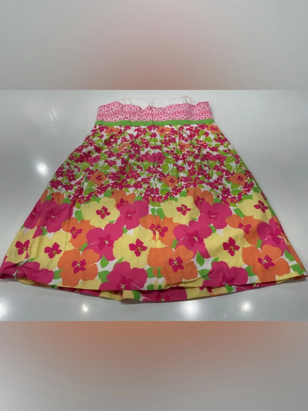 Lilly Pulitzer Dress Size 12 Strapless Floral Cotton Flare Lined - Picture 10 of 10